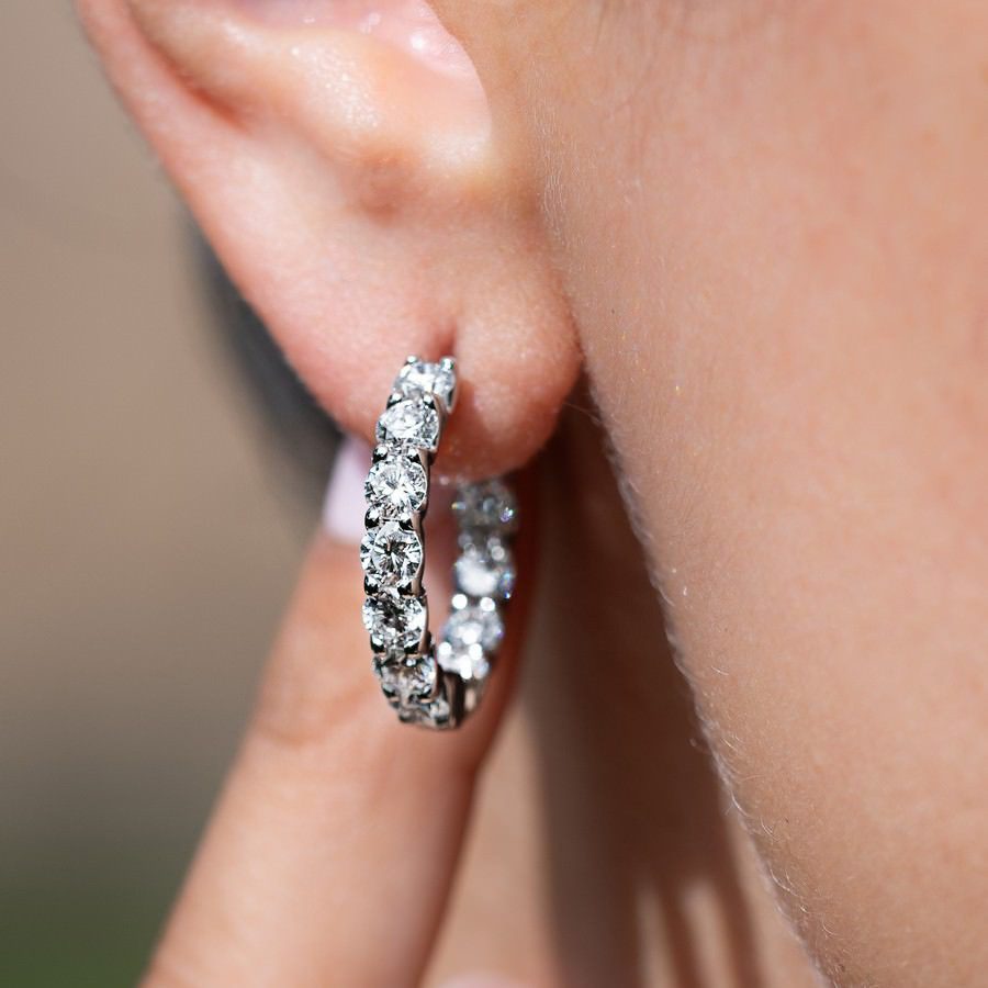 Round Diamond Huggies: Small - Image 6